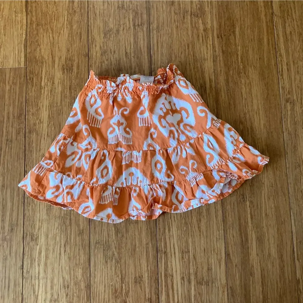 Gymboree Orange Print Pull On Tiered Skirt, Size 6-12M